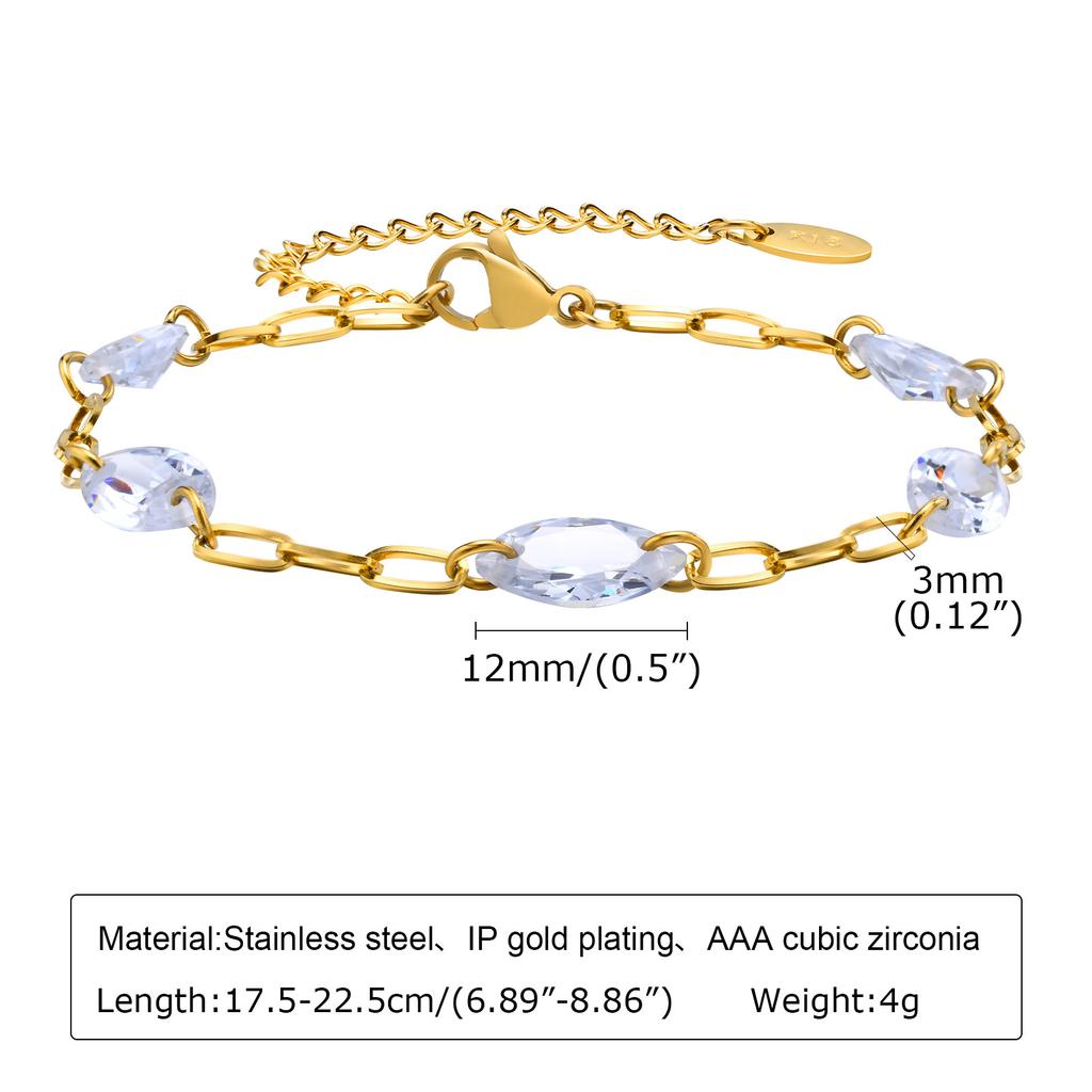 Pearl With Zirconia Beaded Bracelets for Women, Link Chain Bracelet,18k Gold Plated Stack Adjustable Jewelry