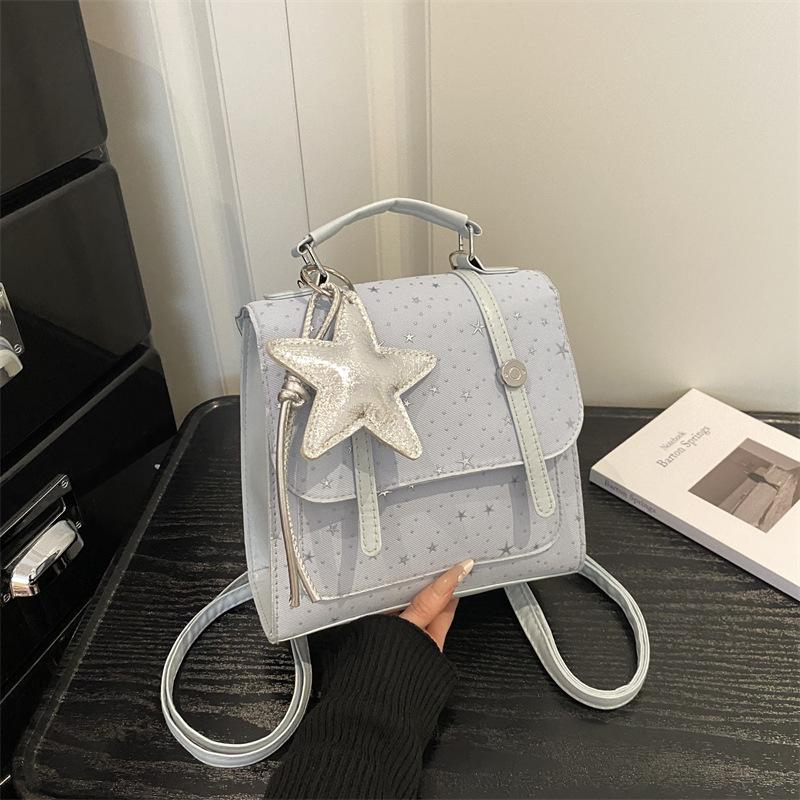 Schoolbag simple star backpack women's 1011 new fashion foreign style handbag casual about foreign style small schoolbag