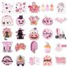 50 Pink Halloween Waterproof Stickers for DIY Cards, Journals, and Festive Decorations