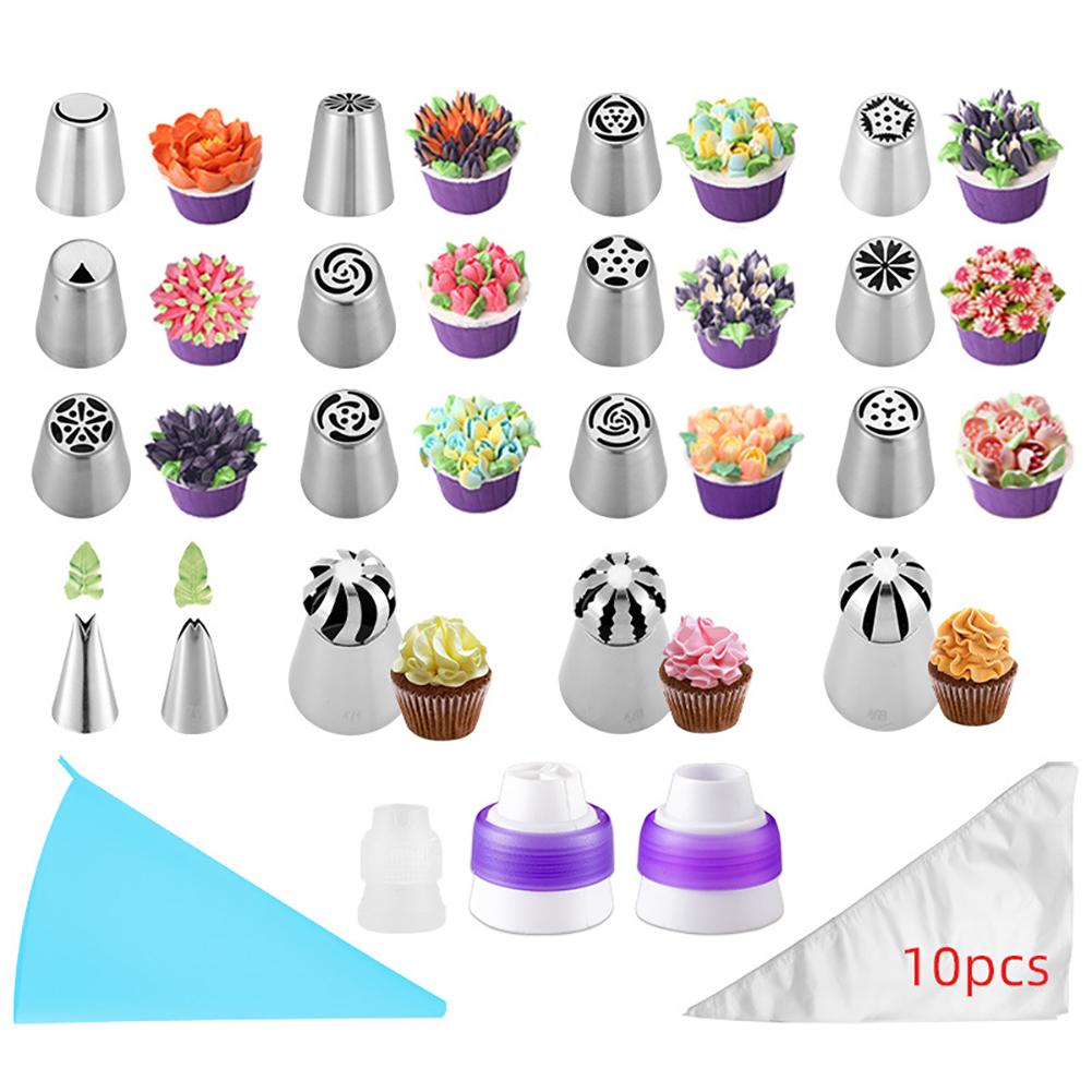 

31pcs Russian Piping Nozzles Set Stainless Steel Seamless Design Kitchen Cream Pastry Cake Decorating Tools 31pcs#1
