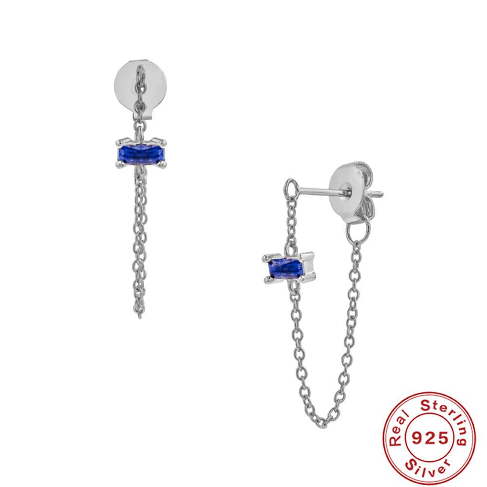 

Следуй тренду S925 Стерлинговое серебро Простая цепочка Цепочка Тонкие квадратные серьги-пуссеты с цирконом Тонкие наушники 925 Silver