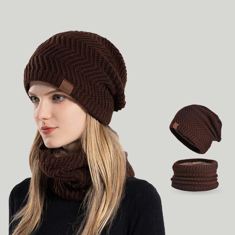 Zimowy Aksamitny Ciepły Zestaw Czapka Szalik Dwuczęściowy Outdoorowy Wiatroodporny Czapka z Dzianiny Wełnianej Kobiety Czapka Chroniąca Uszy