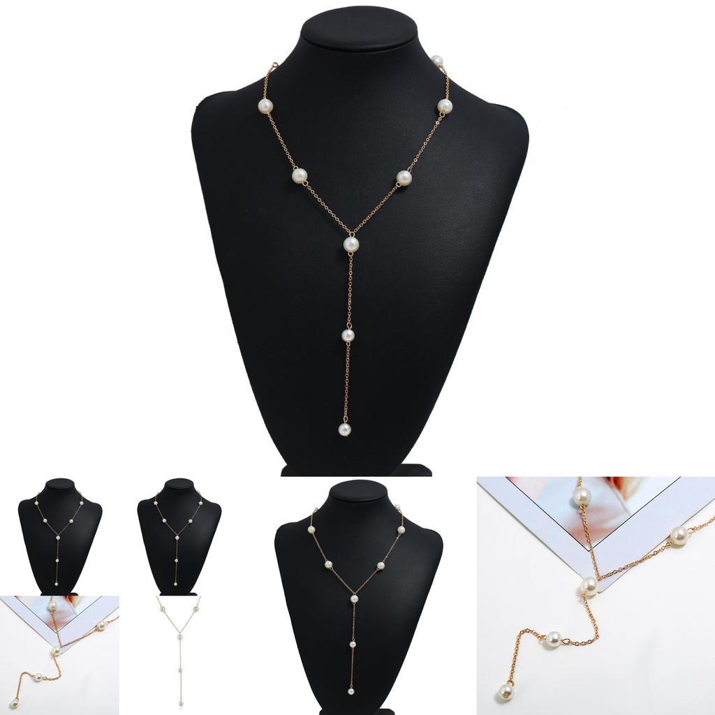Long Pearl Necklace For Women With Geometric Style And Water Wave Chain For Travel And Special Occasions
