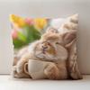 cm Cute Cat RabbitsThrow Pillow Cover A Cat and Rabbit Reading Storybooks on The Sofa Design for Home Sofa Pillowcase Decor