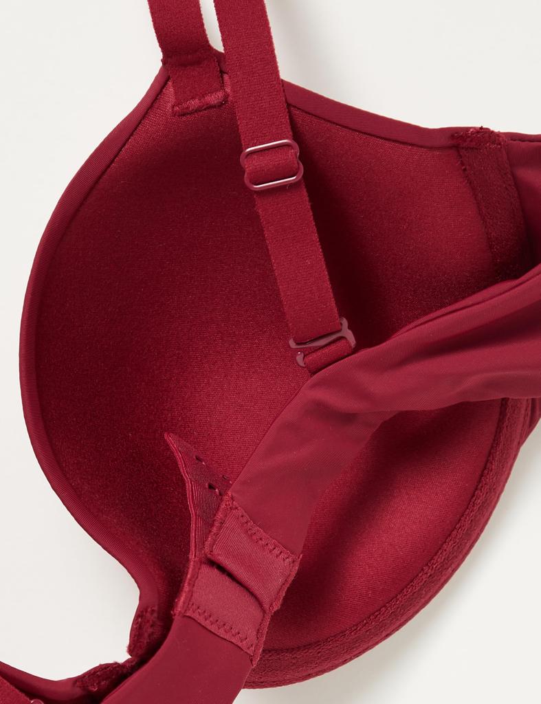 F70 [Amazon Essentials] 2er-Pack BH, 3/4-Cup, Mikrofaser, Damen, Schokolade/Rot,