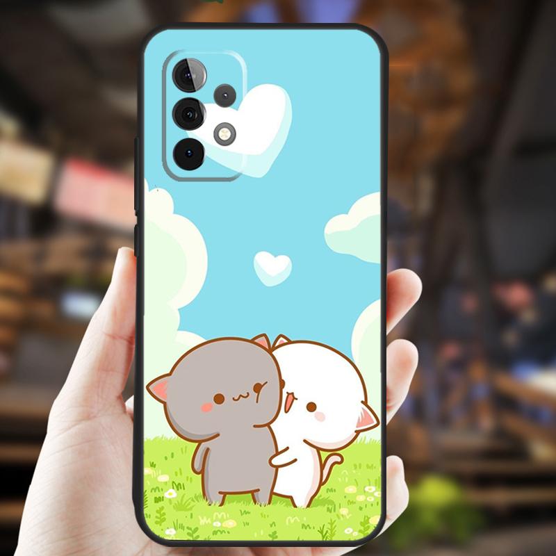 Peach And Goma Mochi Cat Case For Samsung Galaxy A54 A34 A24 A14 A12 A32 A52 A51 A71 A50 A70 A13 A33 A53 A52S Coque