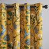 Mustard Yellow Vintage Curtains & Drapes 84 Inches Long, Grommet Luxury Whimsical Floral Lemon Hummingbird Patterned Waverly Mid