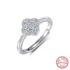 ORSA JEWELS Sparkling 925 Silver Clover Open Ring With 8A Premium Cubic Zirconia Jewelry for Women Luxury Gift LZR43