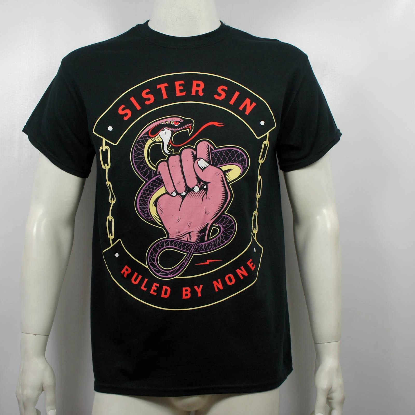 SISTER SIN Band Ruled by None Cobra Fist T-Shirt S NEW S