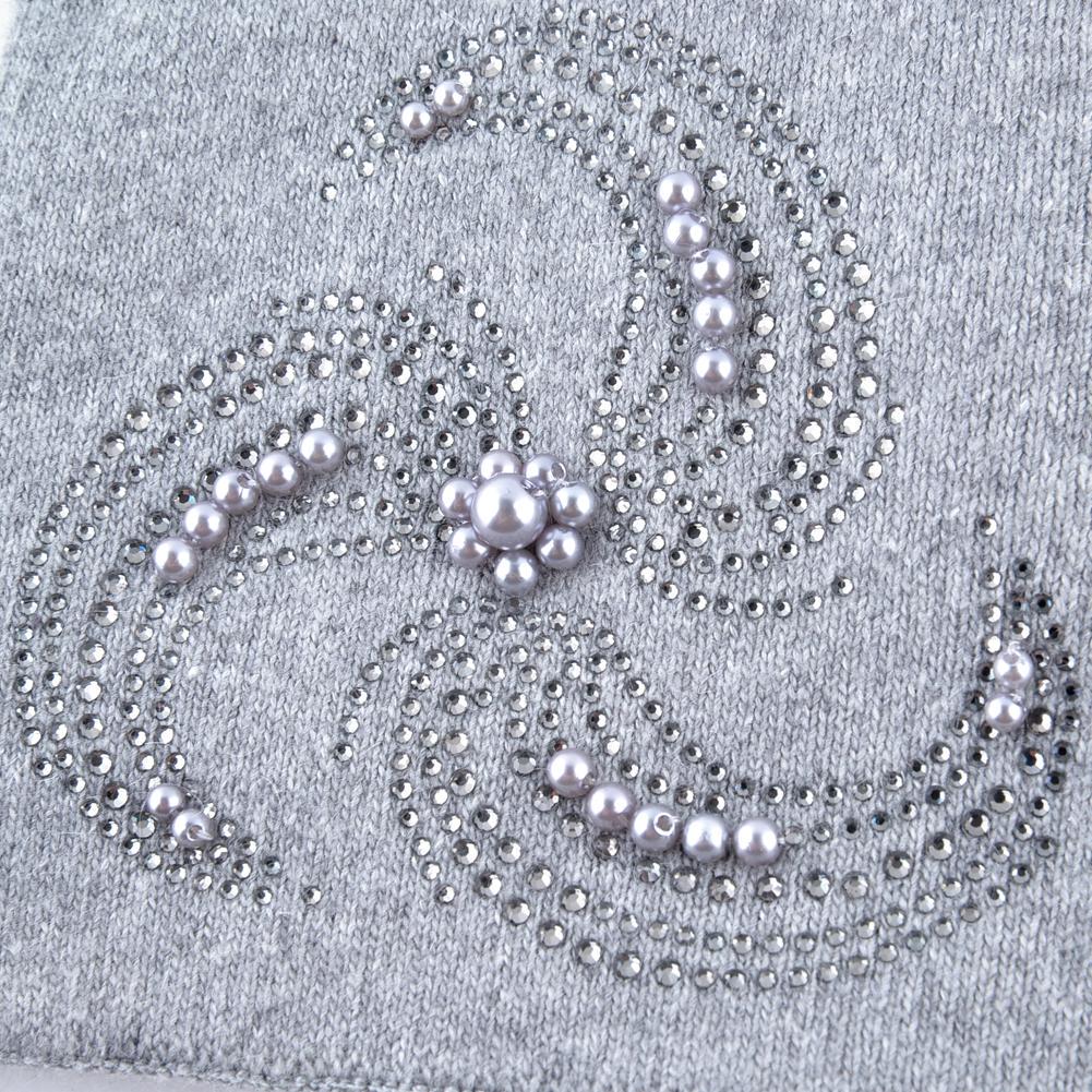 Winter Knitted Beanie Hats For Women Pearls Rhinestone Flower Knit Wool Beanies Ladies Angora Hat