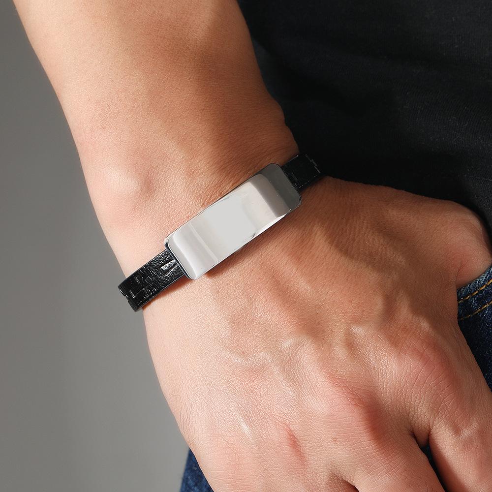 Accessories Men'S Hip Hop Stainless Steel Personality Bracelet Diy Titanium Steel Light Plate Men'S Bracelet Bracelet