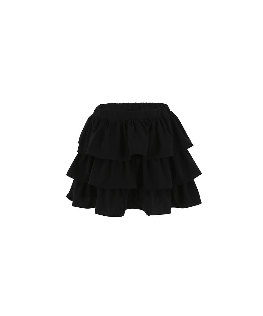 Aissie Volume Tiered Skirt (Black)