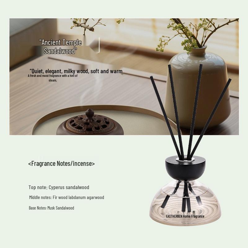 Zuo He Tea Scent Flameless Aroma Diffuser: Long-Lasting Rattan Air Freshener for Bedroom & Bathroom. 200ml