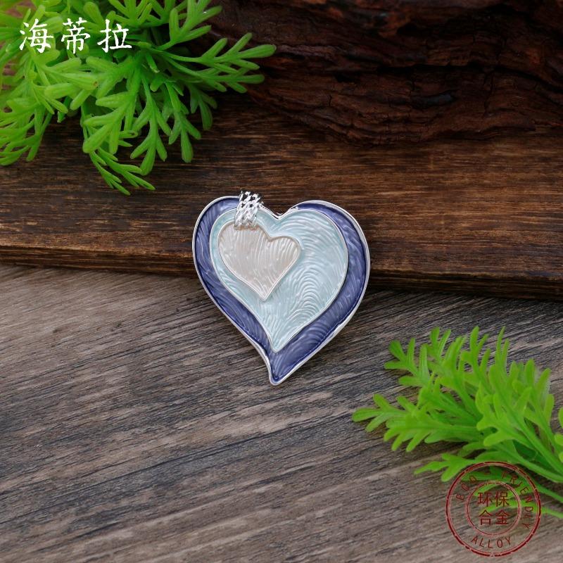 New enamel three-layer love magnetic brooch women's fashion versatile heart-shaped multi-functional badge