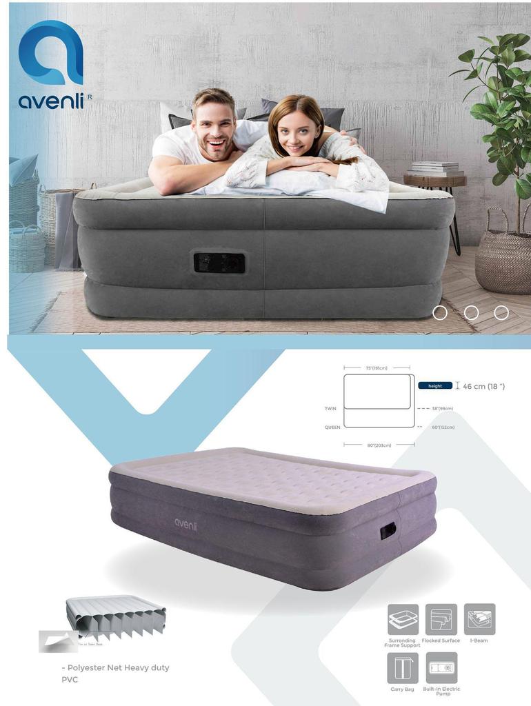 JILONG Luxury Double Layer Flocked Inflatable Bed with Built-in Pump