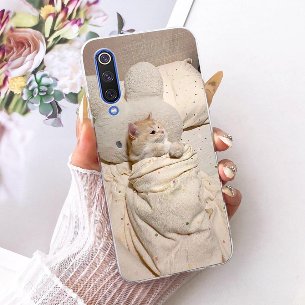 Transparent Cover For Xiaomi Mi 9 SE Case Cute Cat Luxury Fashion Butterfly Funny Painted Casing M1903F2G