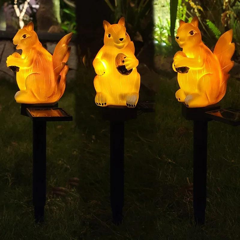 Solar Garden Lawn Light Resin Squirrel Ground Light Waterproof Outdoor Garden Landscape Spotlight LED Light Lighting Decoration