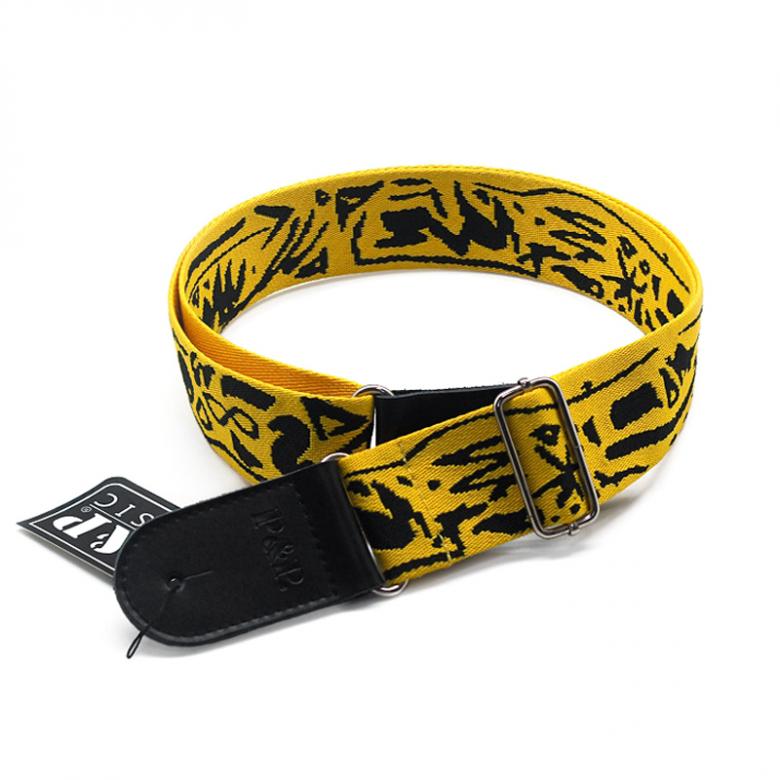 Cotton Embroidery Guitar Strap with Genuine Leather Ends for Acoustic Electric Guitar Bass