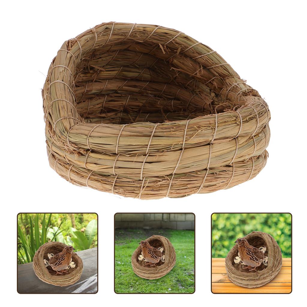 2pcs Straw-woven Breeding Nests egg-laying Nests Small Chicken Laying Nest Small Animal Bird Sleeping House Chicken Coop