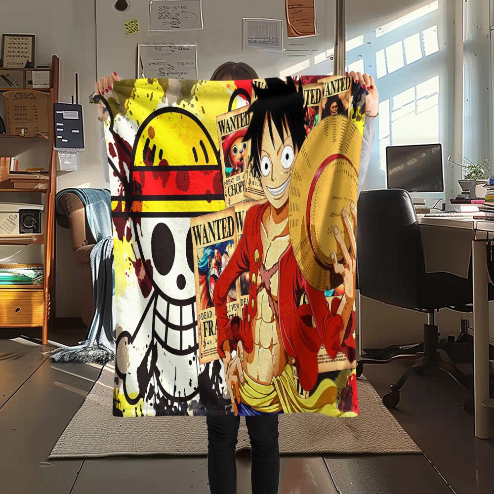 1pz Una Pezzo Monkey D Luffy Coperta in Flanella Fantasia Adatta a Tutte le Stagioni per Arredamento Casa Calore e Comfort Regali Regalo Festivo