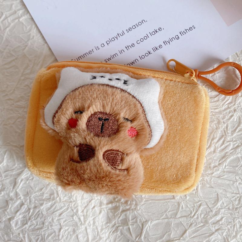 Cartoon Kapybara Coin Purse High Quality Small Gift Keychain Charm Plush Headphone Bag Charm