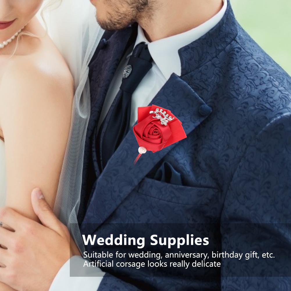 4Pcs Exquisite Ribbon Wedding Corsage Brooch Bridesmaid Artificial Chest Flower Accessories