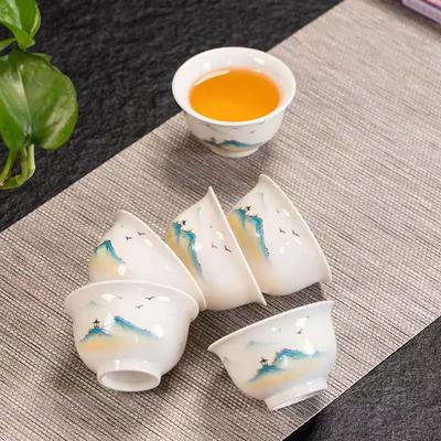Exquisite 6pcs White Porcelain Kungfu Tea cup,China  Tea Cup set,Travel Tea Bowl Kung Fu Tea Set Chinese Teacup Sets Drinkware