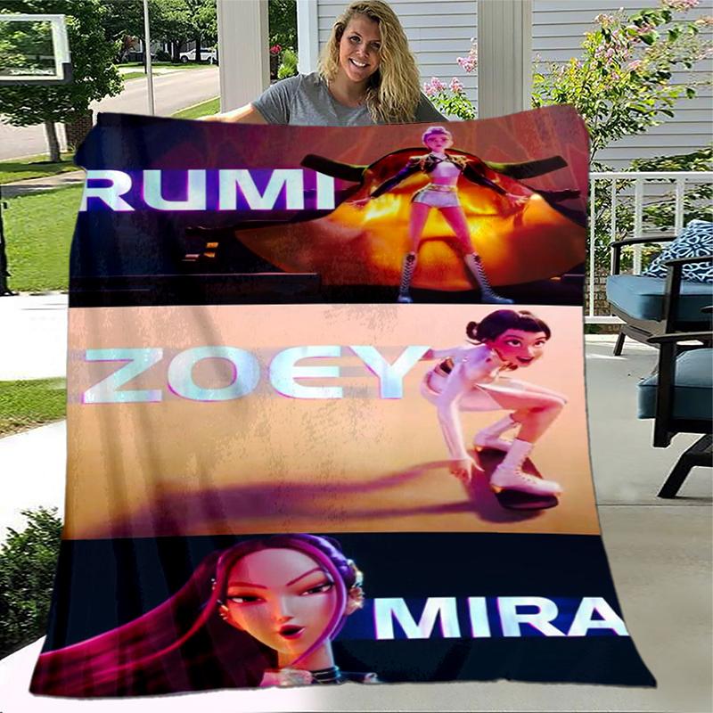 1pc Kpop Rumi Zoey Mira print blanket soft bedding sofa bedroom home decor fan goods q95