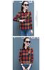 2025 Women's Korean Style Plaid Slimming Shirt - Casual Long Sleeve Print for Spring & Autumn Students