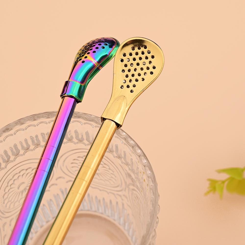3Pcs Bombilla Filter Straw Stainless Steel Straw Spoon Tea Filter Yerba Mate Straw Reusable Bar Accessories