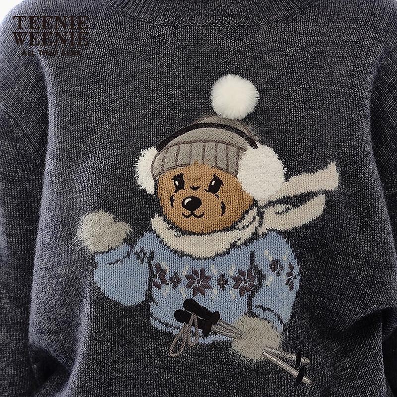 Teenie Weenie Women's Bear Jacquard Knit Sweater