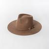 Autumn Winter French Style Pure Wool Fedora Hat With Belt Men Women Vintage Jazz Felt Cap Big Brim Stylish Casual Warm Dress Hat