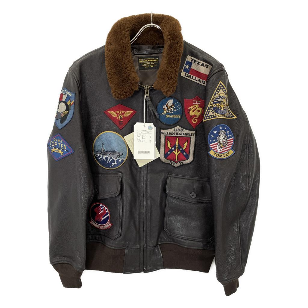 AVIREX Siyah 6101063 KEÇİ G-1 TOP GUN Keçi Derisi G-1 Uçuş 40 Uçuş Ceketi Ceket 42 Kahverengi Kullanılmış