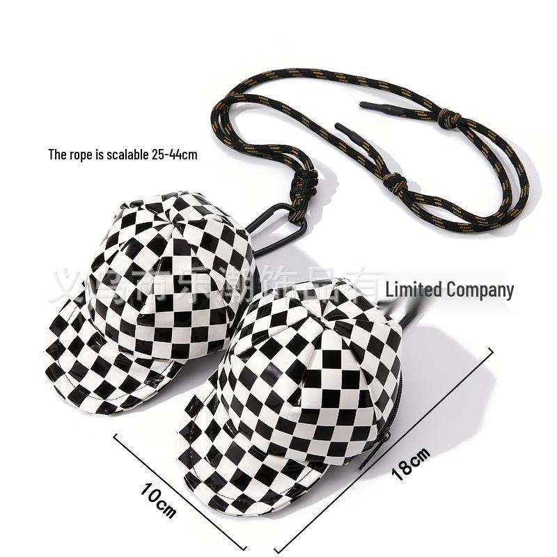 Trendige karierte Schiebermütze Kopfhörer- & Schlüsseltasche: Münzbörse, Make-up-Tasche, Herren-Accessoire, Anhänger