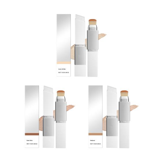 13G Color Changing Foundations Stick Dual-Ended Foundations Stick with Detachable Brush 2-in-1 Portable Full Coverage Concealer Cream Makeup Stick