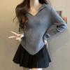 Irregular Base Shirt Spring and Autumn Shoulder Slimming Thin T-shirt Top