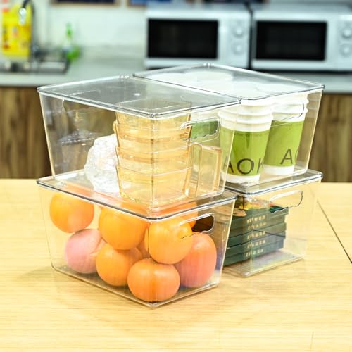 Transparent Storage Box with Drawers and Handles, Perfect for Storing Small Items In the Kitchen, Refrigerator, or On the Desktop. Waterproof, Dustpro