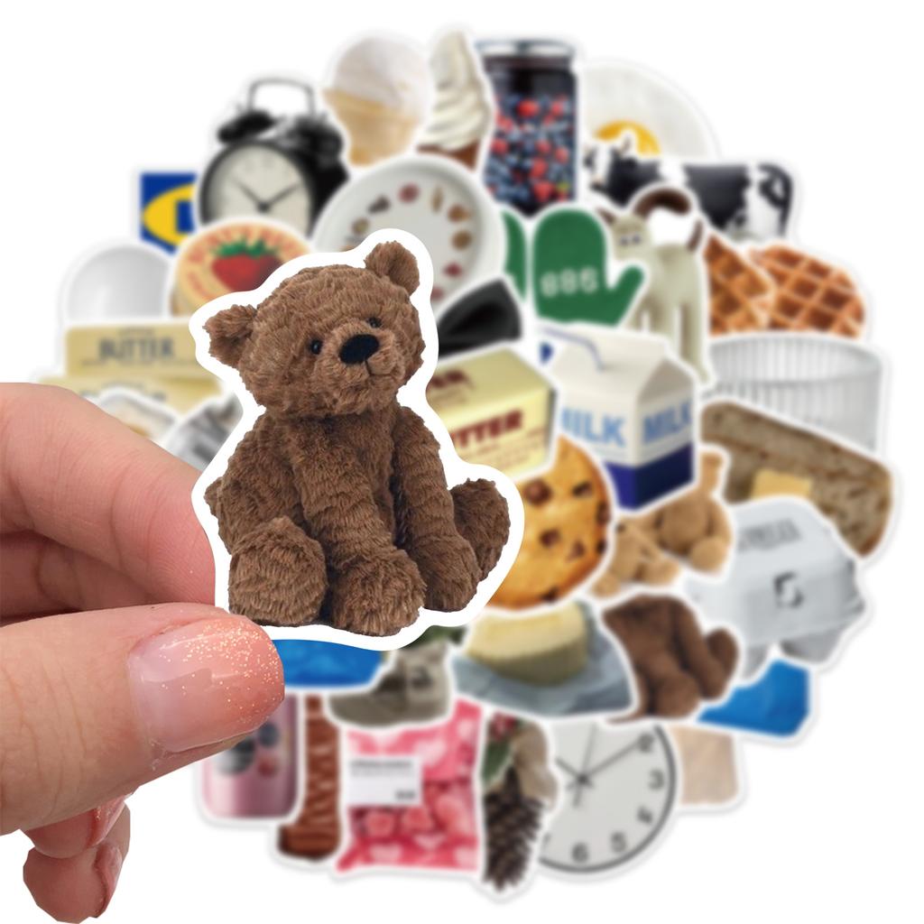 50 Cartoon Ins Style Milk Cookies Doodle Stickers Decorative Suitcase Water Cup Guitar Waterproof DIY