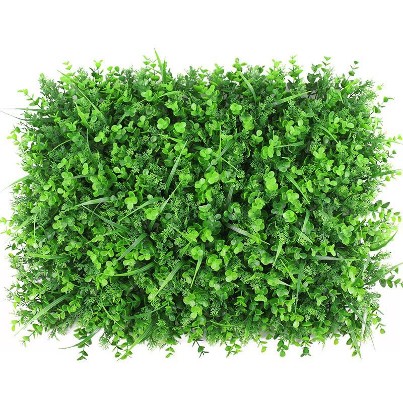 Eucalyptus Artificial Plant Wall Decoration - Greenery Background with Faux Flowers and Lawn Grass Turf
