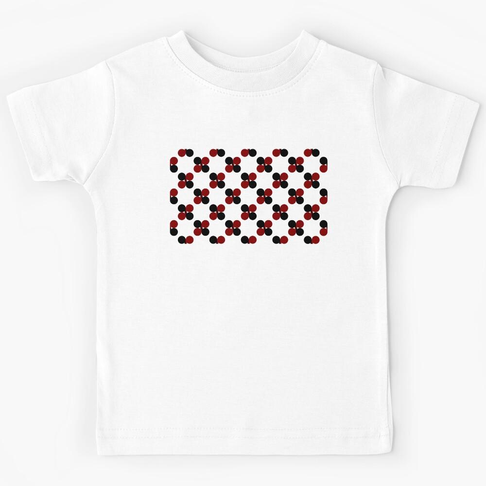 red and black dot flower, checkerboard grid vintage and retro Kids T-Shirt 130