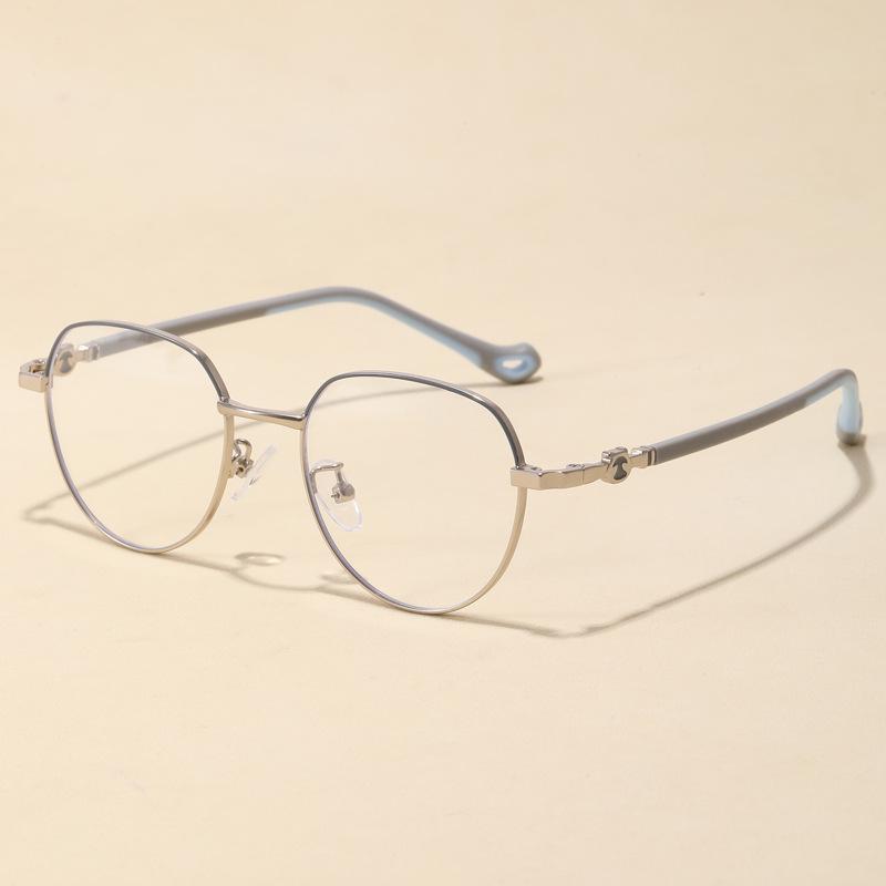 Youth Blue Light Blocking Silicone Metal Round Frame Glasses