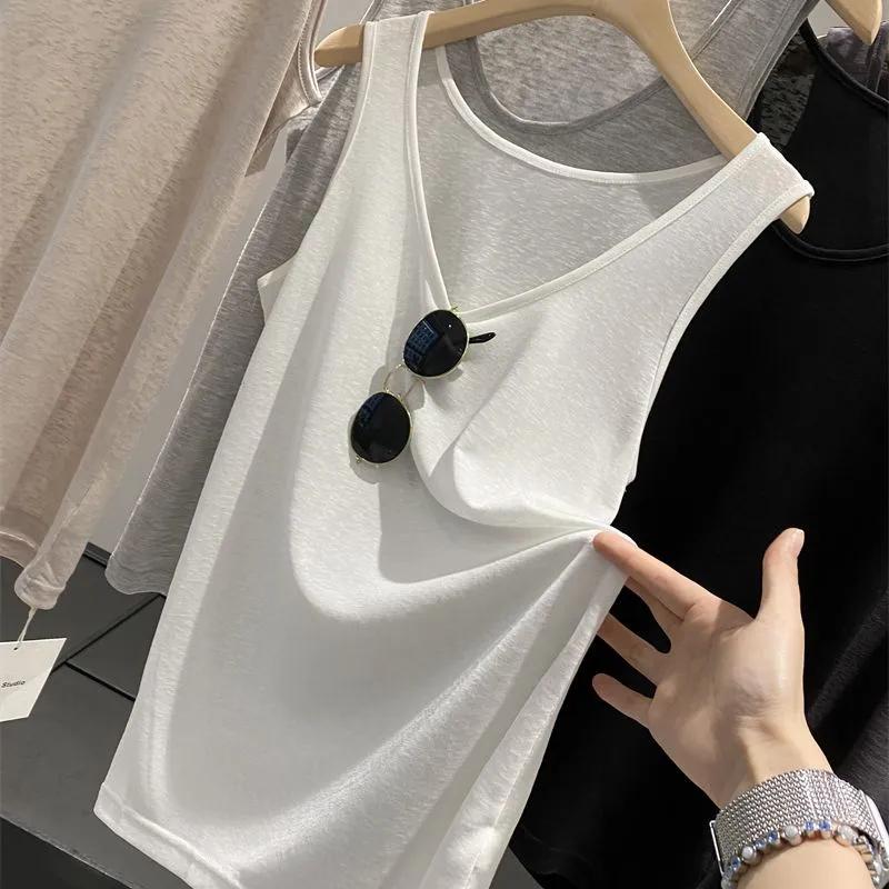 Solid Color Vest Summer New Loose Lazy Style Sleeveless Bottoming Top