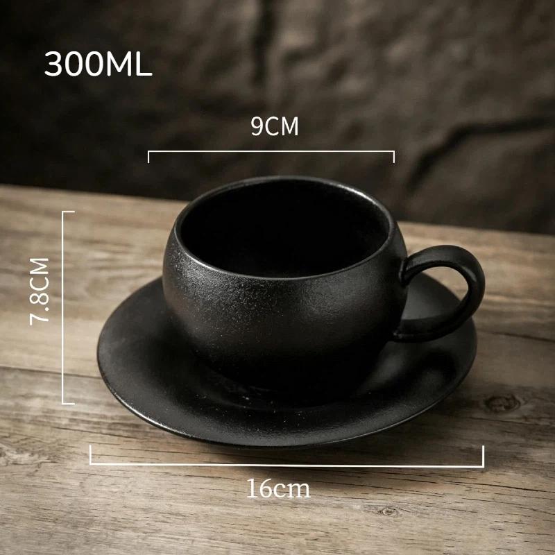 1/2Pcs Tea Cup Creative Japanese-Style Coffee Cup Set Ceramic 300Ml Coffee Mug Matte Texture With Base Coffee Shop Accessories