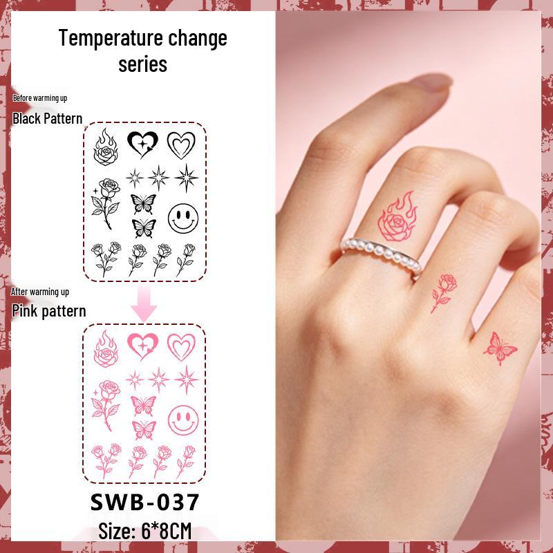 Temperature-Sensitive Succubus Finger Color-Changing Waterproof Tattoo Sticker - Cute Cartoon Design