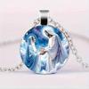 A pendant necklace featuring the scene of Jesus meeting the Virgin Mary, a time-honored gemstone glass pendant necklace suitable for everyday wear