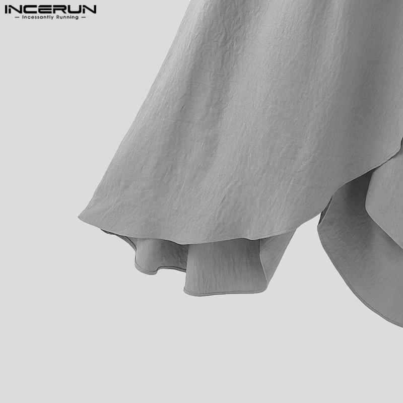 INCERUN Men Elastic Waist Twisted Irregular Layers Casual Loose Long Pants Trousers