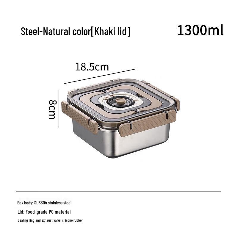 JINGRUIXIANG 1300ML Stainless Steel Square Food Container