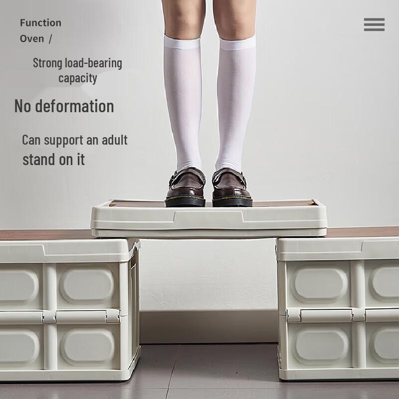 Quyoubang 30L Foldable Storage Box with Wooden Lid