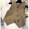 Early Spring SlimVest Pants 2 Piece Set Simple Straight Leg Trousers Sleeveless Suit Outfit