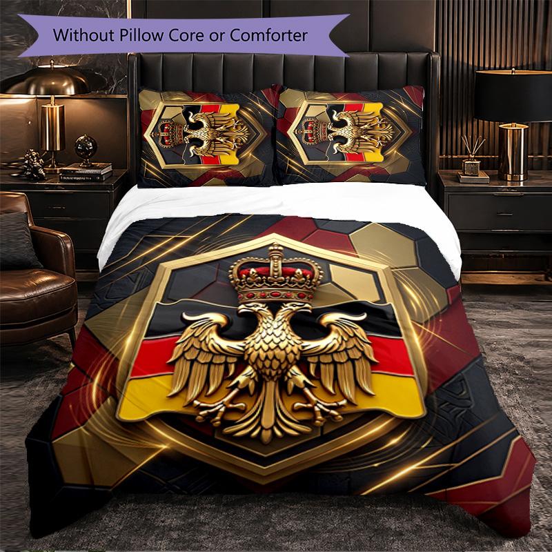 Belgium Football Pattern 3 Pieces Bedding Set Soft Microfiber Duvet Cover with Pillow Cases for Bedroom